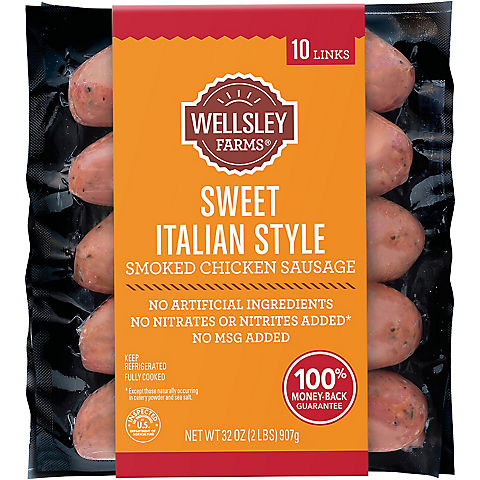 Wellsley Farms Sweet Italian Style Chicken Sausage, 32 oz.