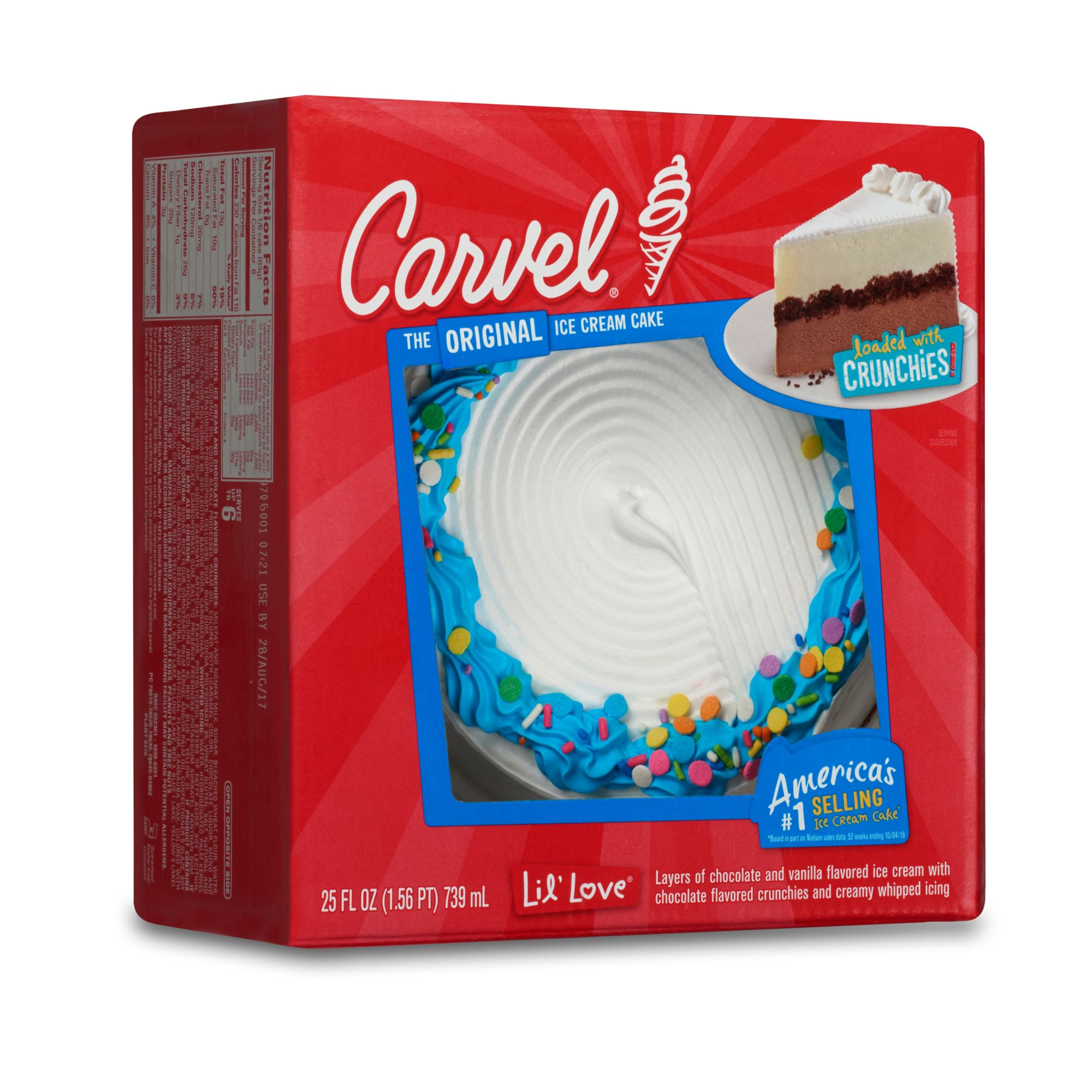 Carvel Lil' Love Ice Cream Cake, Chocolate and Vanilla Ice Cream and  Crunchies,25floz, Frozen