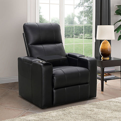Abbyson Living Ryder Leather Theatre Recliner - Black