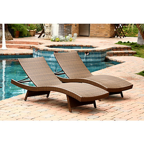 Abbyson Living Alesso Outdoor Chaise Lounges, 2 pk. - Brown