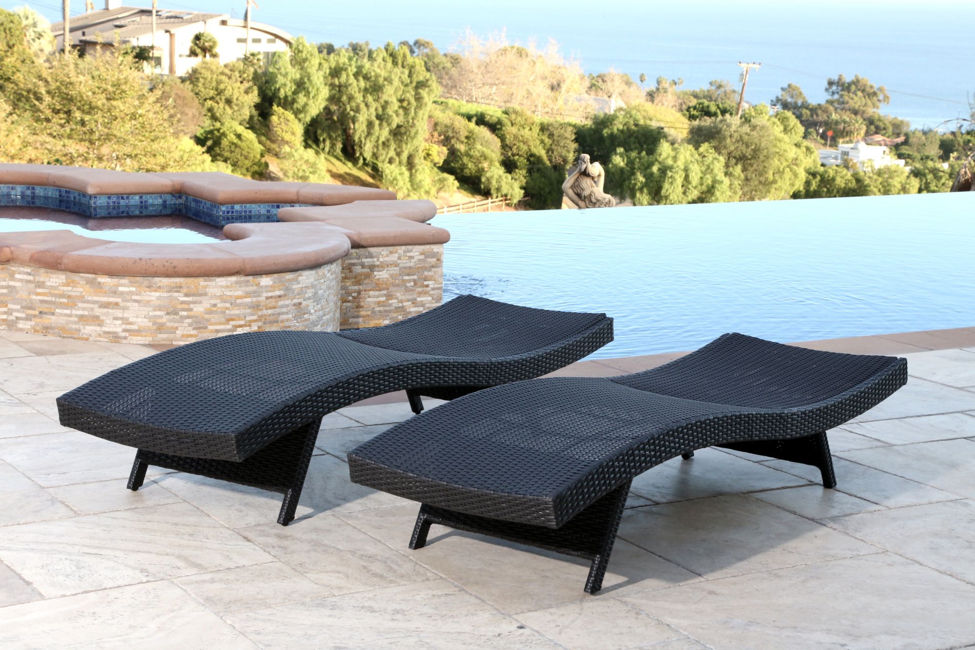 Abbyson Outdoor Chaise Lounges 2 pk. Black BJ s Wholesale Club