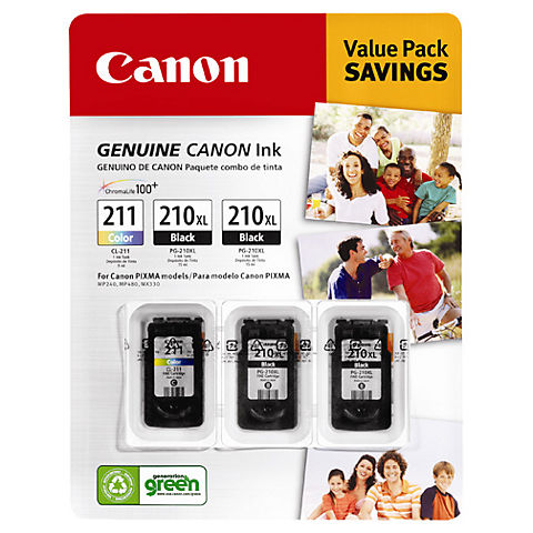 Canon PG-210XL and CL-211 Combo Ink Cartridges, 3 Pack