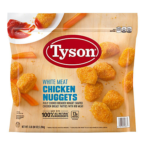 Tyson Frozen All Natural White Meat Chicken Nuggets, 5 lbs.