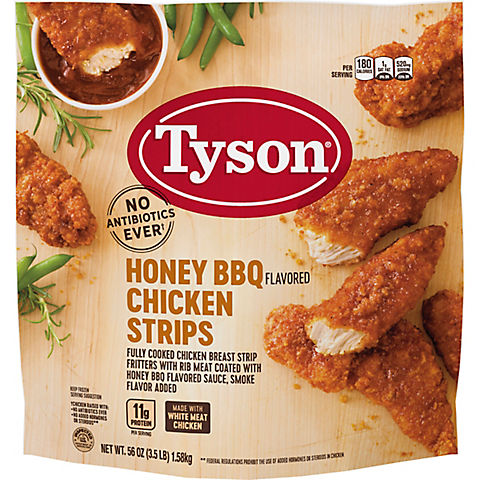 Tyson Frozen Fully Cooked Honey BBQ Chicken Strips, 3.5 lbs.