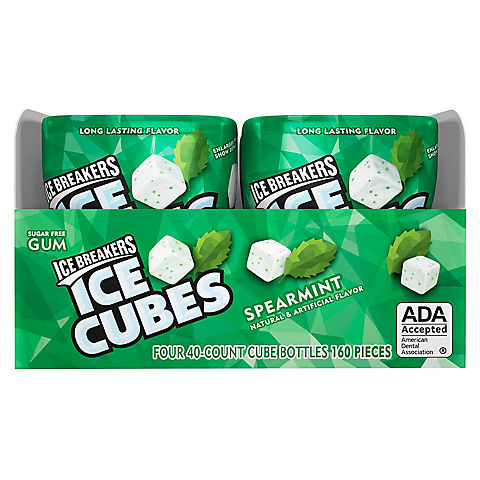 Ice Breakers Sugar Free Spearmint Ice Cubes Chewing Gum Bottles, 4 pk./3.24 oz.