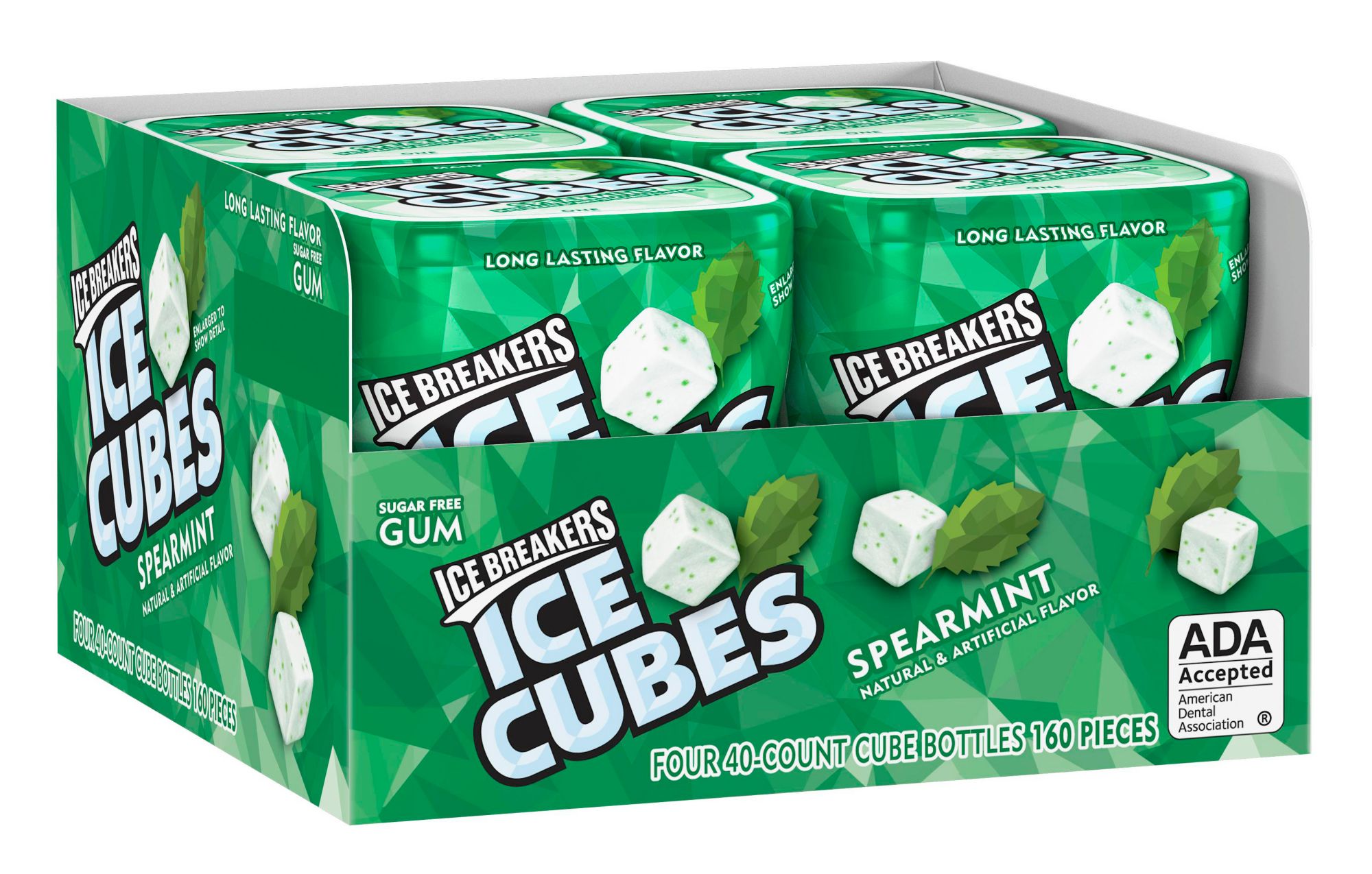 ICE BREAKERS ICE CUBES Peppermint Sugar Free Gum, 3.24 oz bottle, 40 pieces