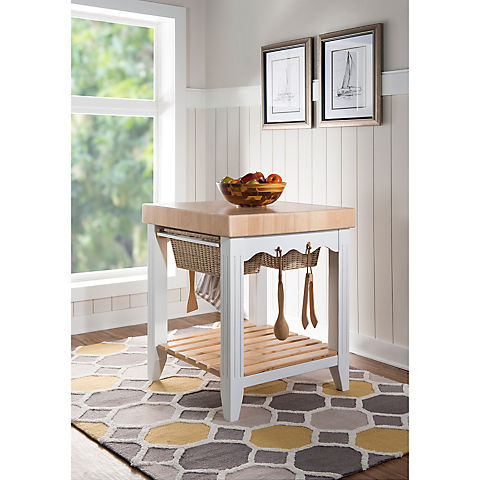 Powell Kitchen Island with Accessory Kit - White