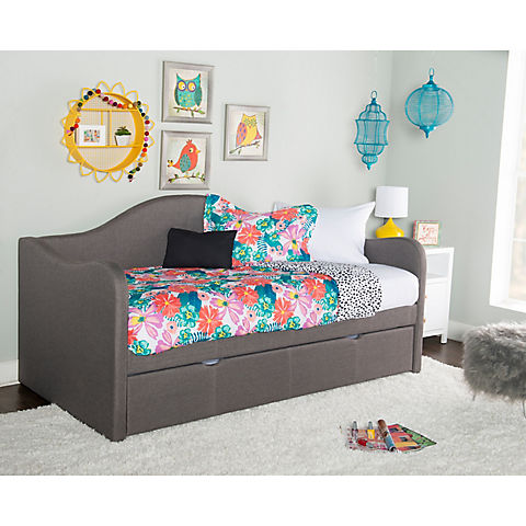 Powell Upholstered Twin-Size Daybed with Trundle - Taupe