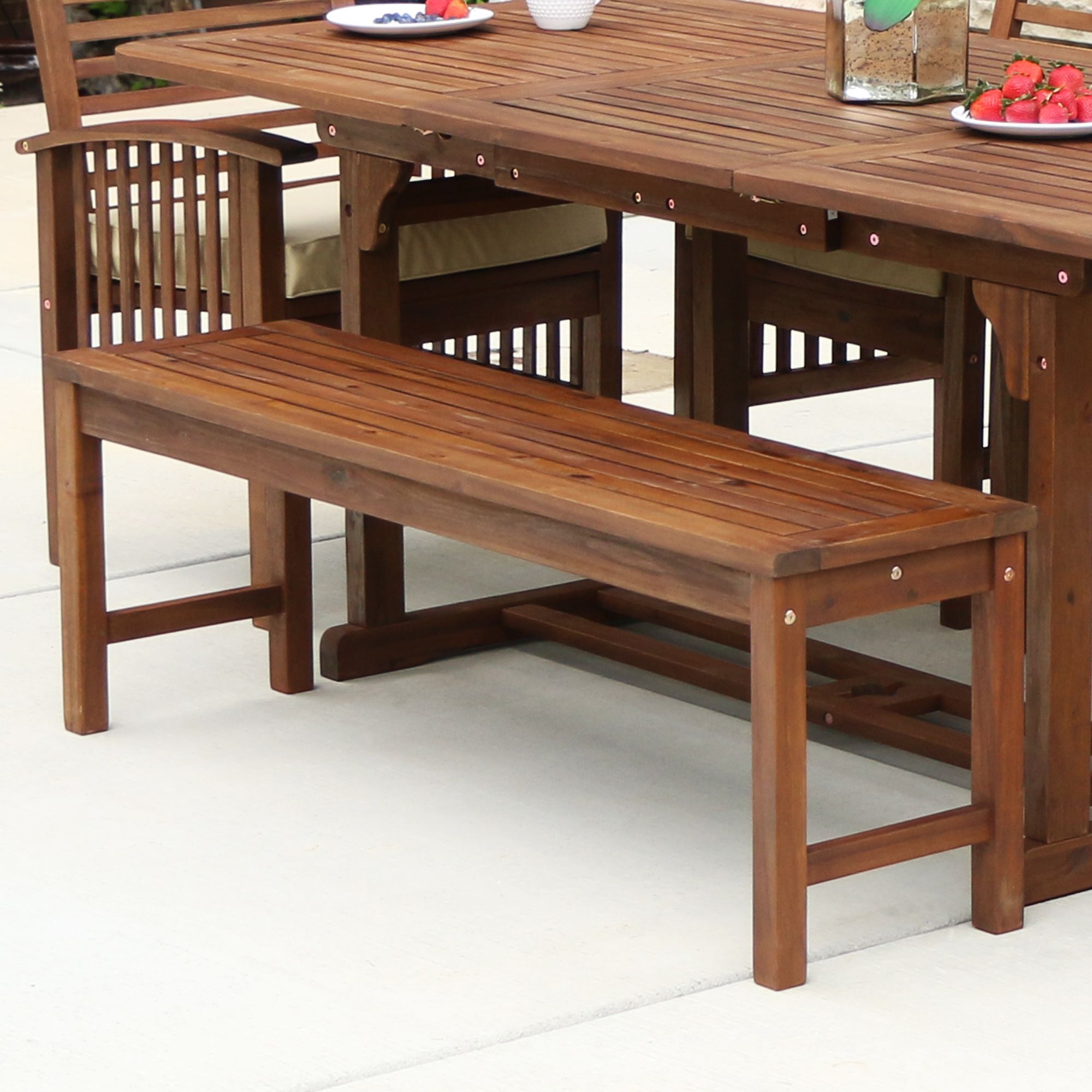 Dark wood best sale outdoor bench