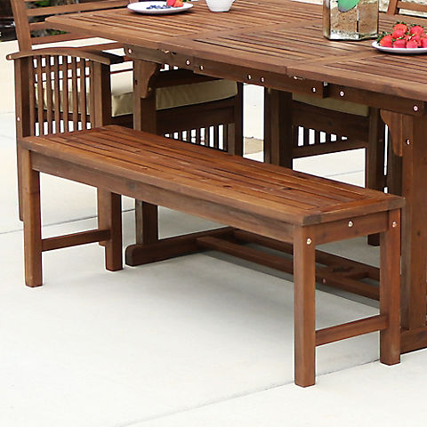 W. Trends Outdoor Hunter Acacia Wood Dining Bench - Dark Brown