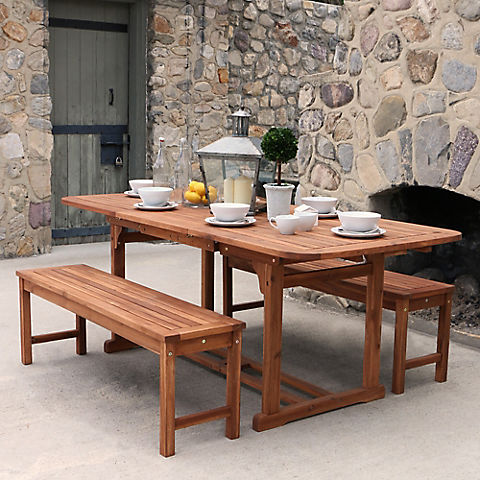 W. Trends 3-pc Outdoor Hunter Acacia Wood Picnic Dining Set - Brown