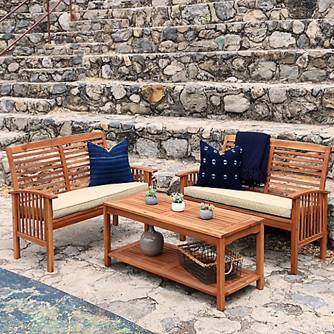 W. Trends 3-pc Outdoor Hunter Acacia Wood Chat Set - Brown