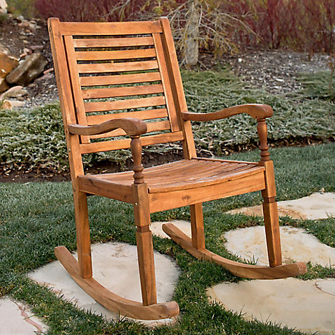 W. Trends Outdoor Acacia Wood Deep Seated Rocking Chair - Brown