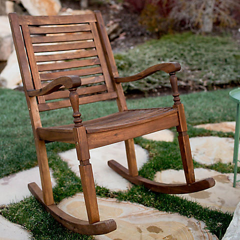 W. Trends Outdoor Acacia Wood Deep Seated Rocking Chair - Dark Brown