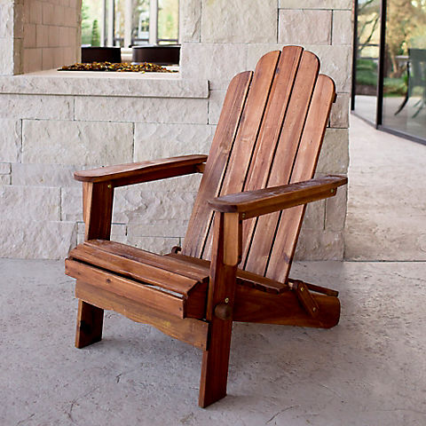 W. Trends Folding Acacia Wood Adirondack Chair - Brown
