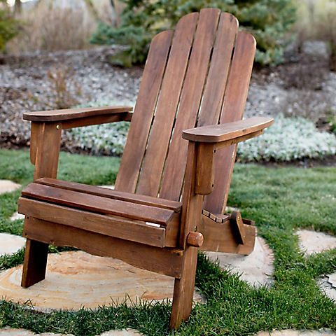 W. Trends Folding Acacia Wood Adirondack Chair - Dark Brown