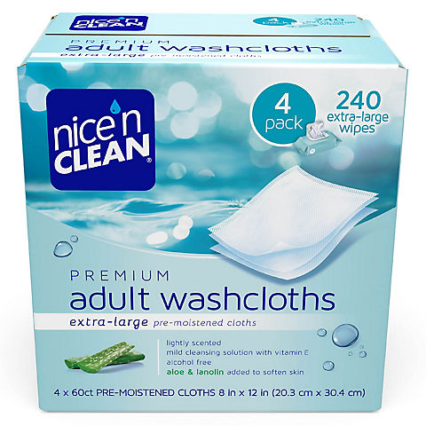 Nice 'n Clean Premium Adult Pre-Moistened Washcloths, 4 pk./60 ct.