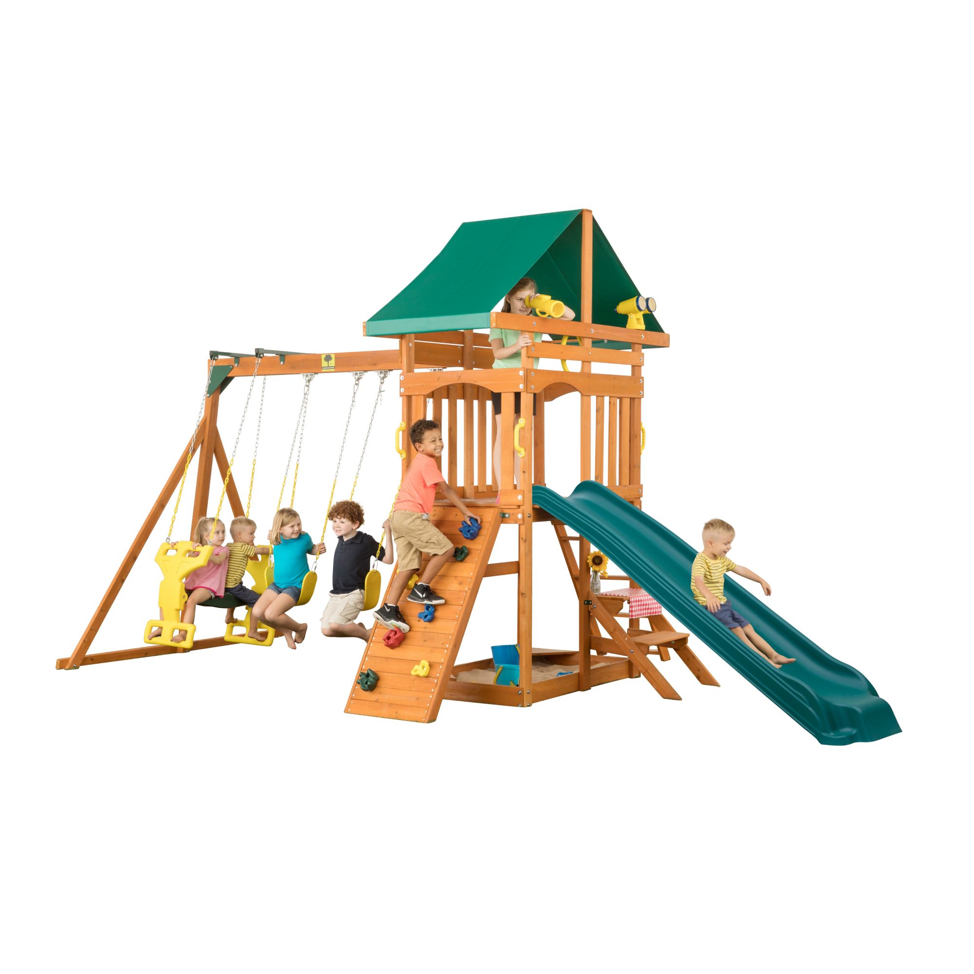 Outdoor wooden best sale playsets clearance