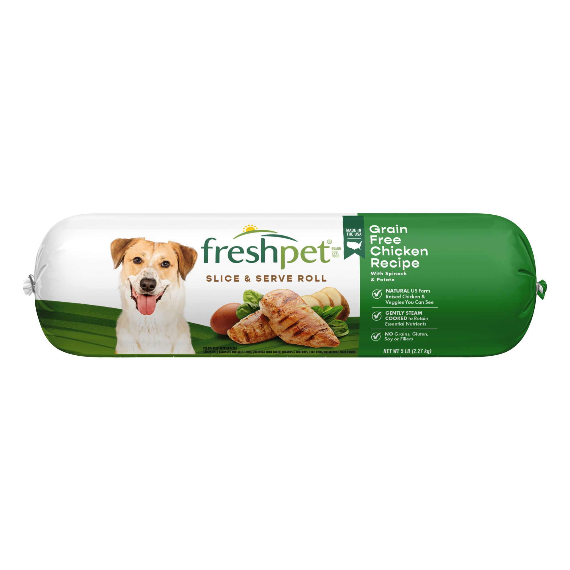 Freshpet Select Grain Free Tender Chicken with Spinach and Potato Dog Food 5 lbs