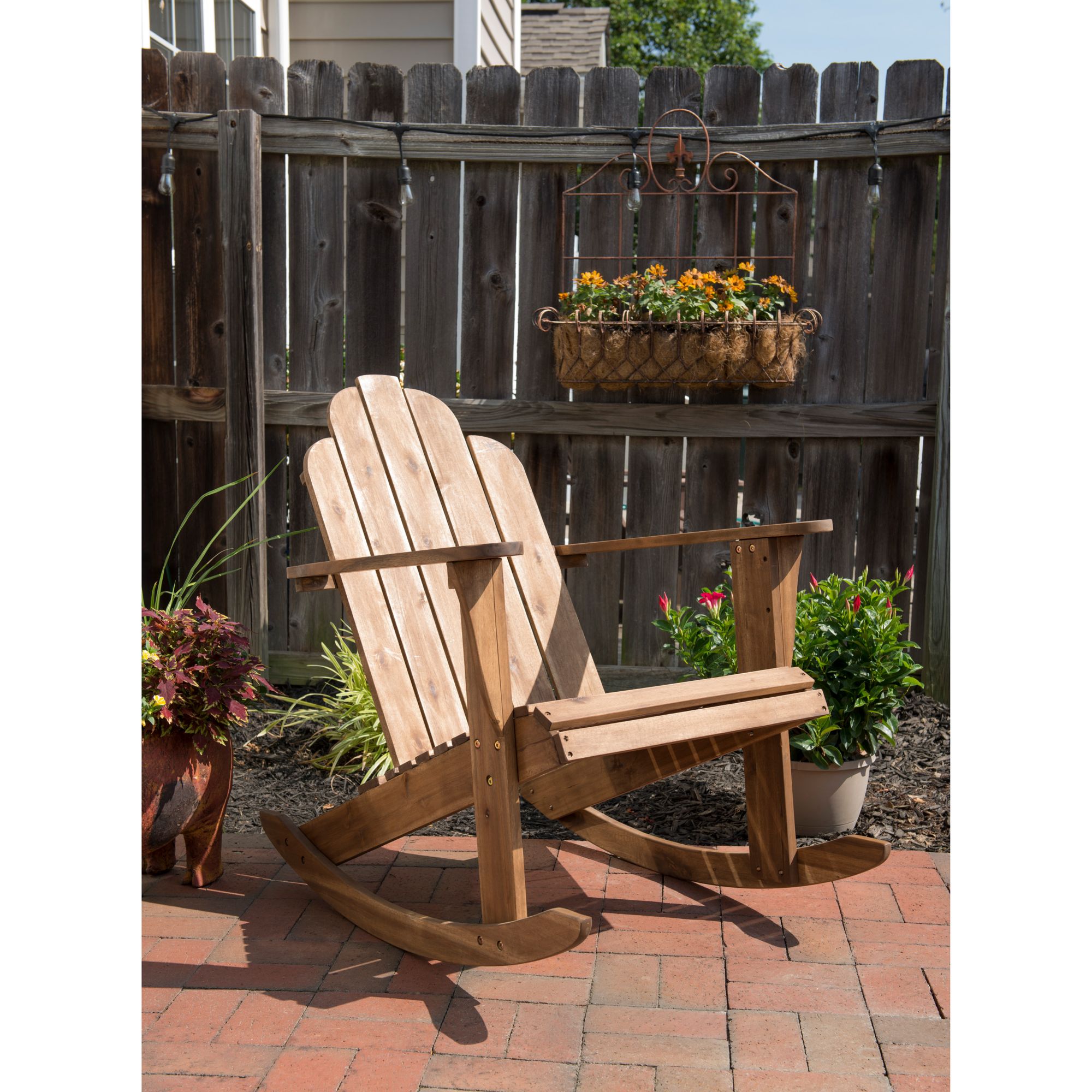 Linon Teak Adirondack Rocker Brown