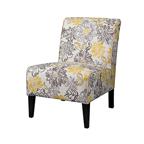 Linon Lily Bridey Fabric Armless Chair - Floral/Black