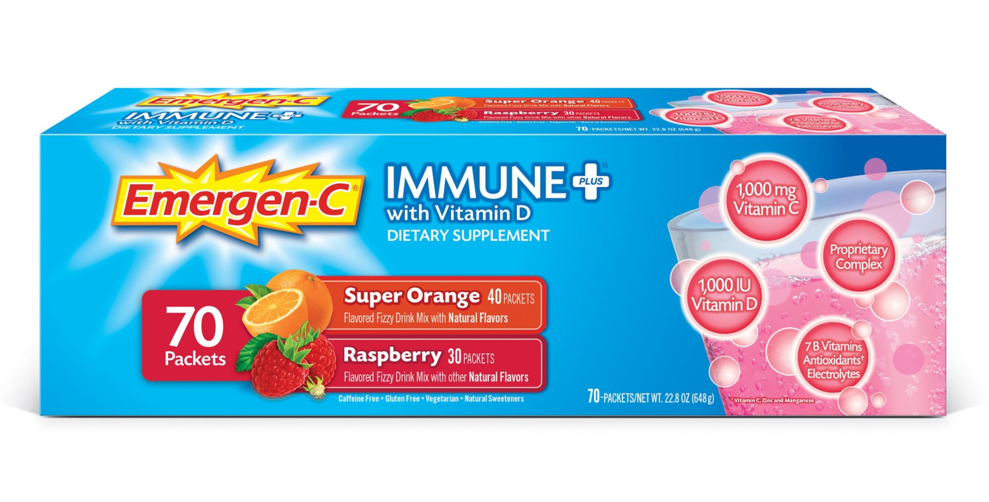 Emergen C Immune Plus With Vitamin D Variety Pack 70 Ct Bjs Wholesale Club