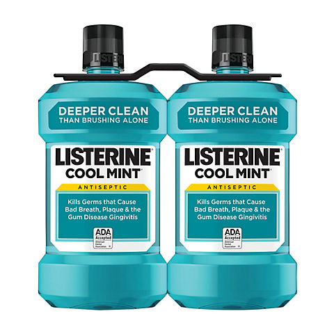 Cool Mint Listerine Antiseptic Mouthwash, Oral Care and Breath Freshener, 2pk./1.5L