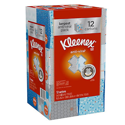 Kleenex Three-Ply Anti-Viral Tissues, 12 pk./68 ct.