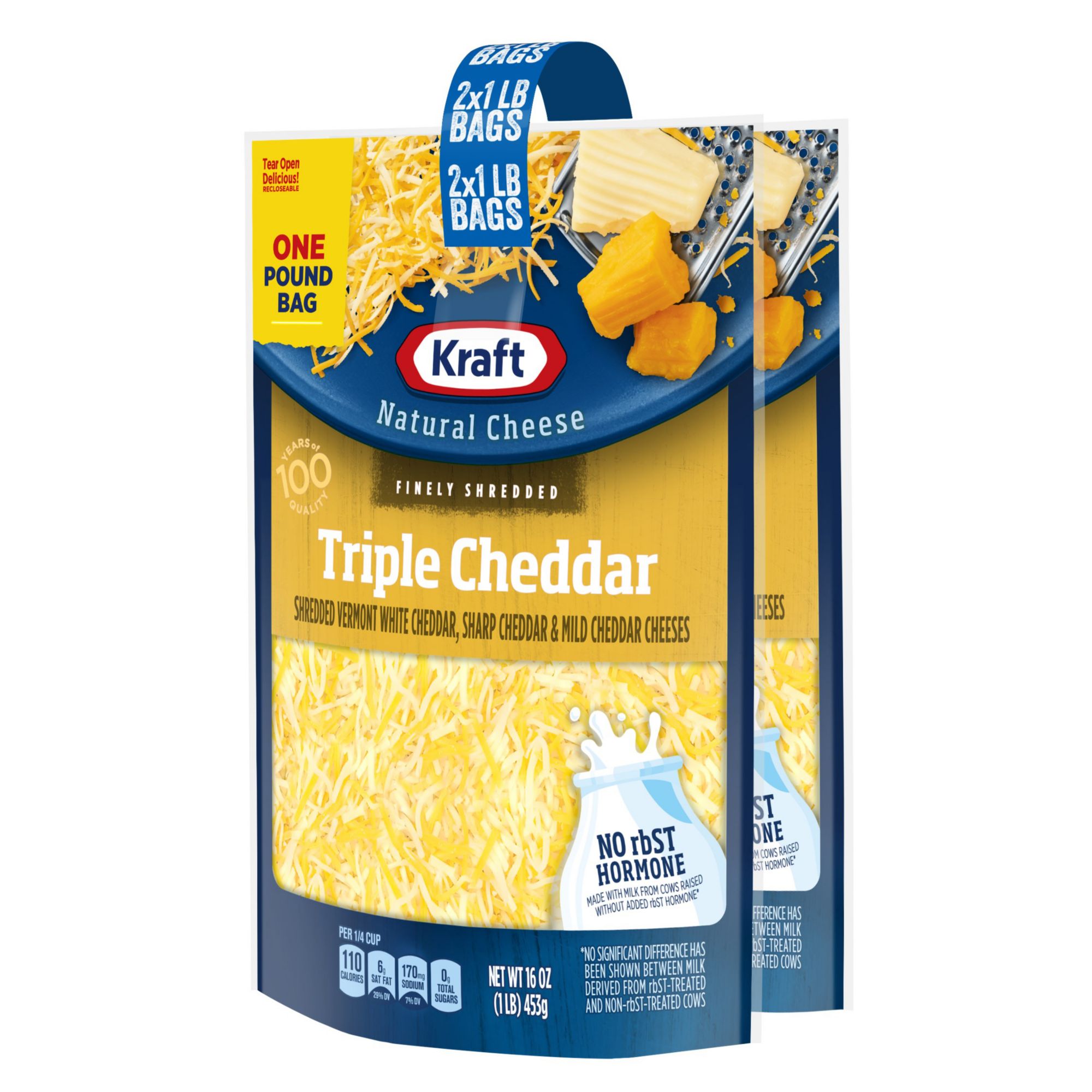 Kraft Triple Cheddar Finely Shredded Cheese, 2 pk./1 lb.
