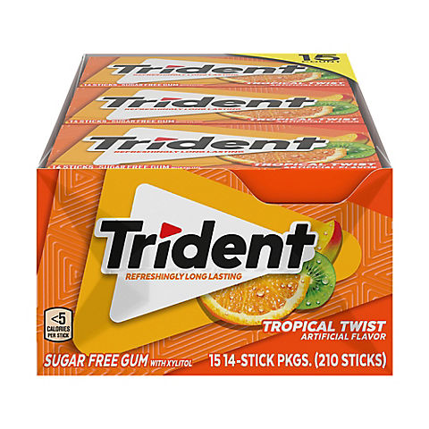 Trident Tropical Twist Sugar-Free Gum, 15 pk./14 ct.