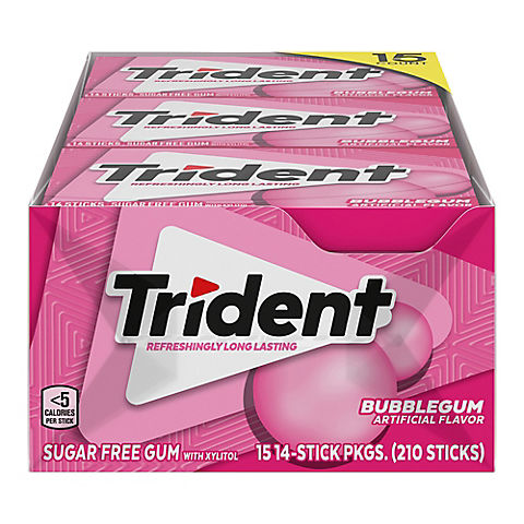 Trident Bubblegum Sugar-Free Gum, 15 pk.