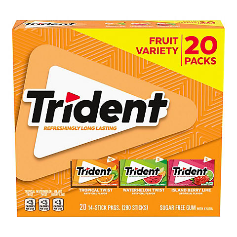 Trident Fruit Variety Pack Sugar-Free Gum, 20 pk.