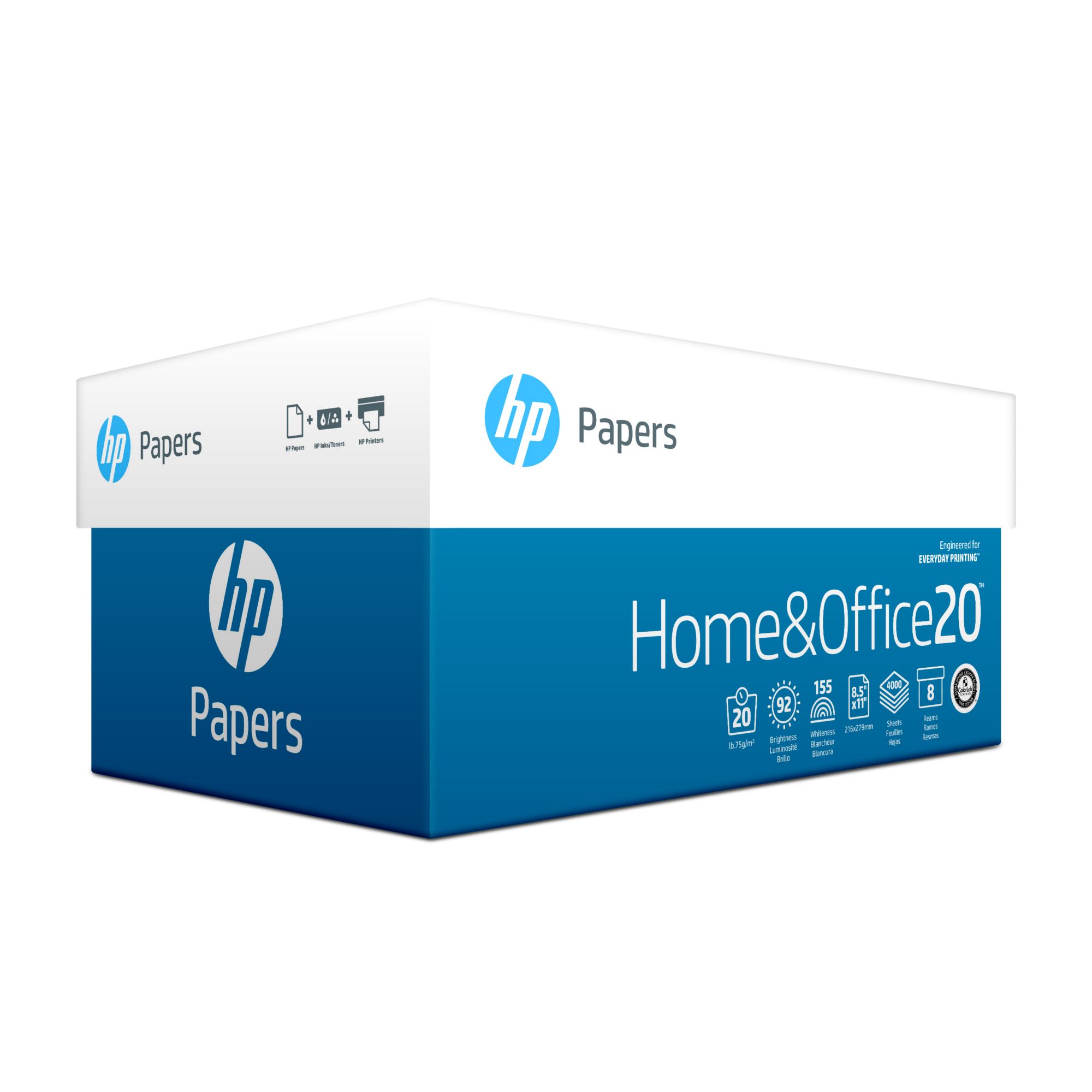 HP Copy & Print - 20 lb., 8.5 x 11, 4000 Sheets, White, 8 Ream