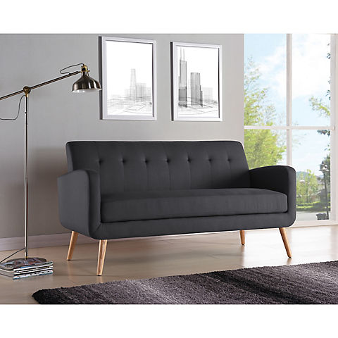 Handy Living Linen Sofa - Charcoal