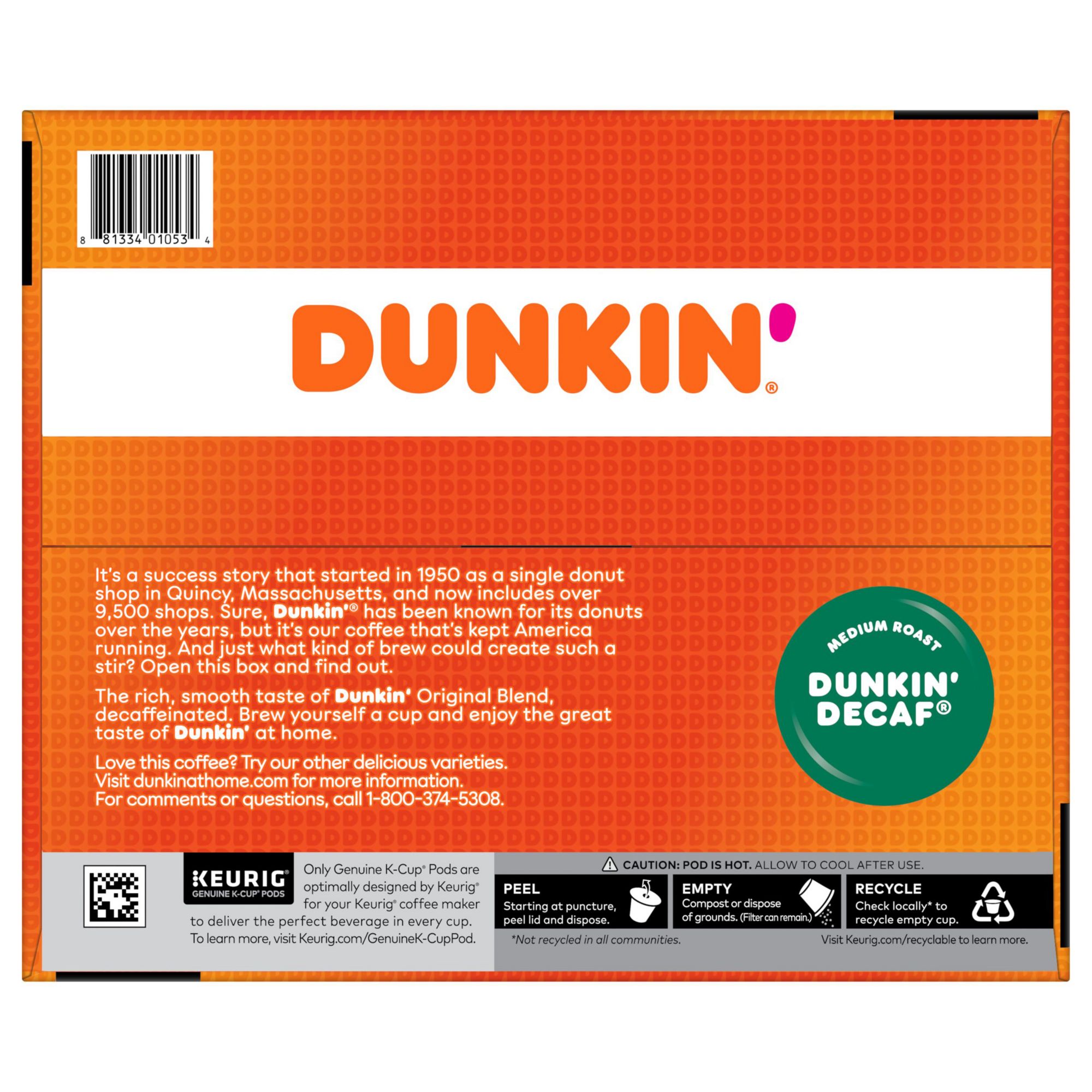 Dunkin' Donuts, Original Blend, Medium Roast, K-Cup Pods, 72ct