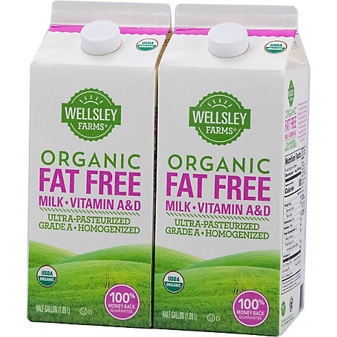 Wellsley Farms Organic Fat-Free Milk, 2 pk./64 fl. oz.