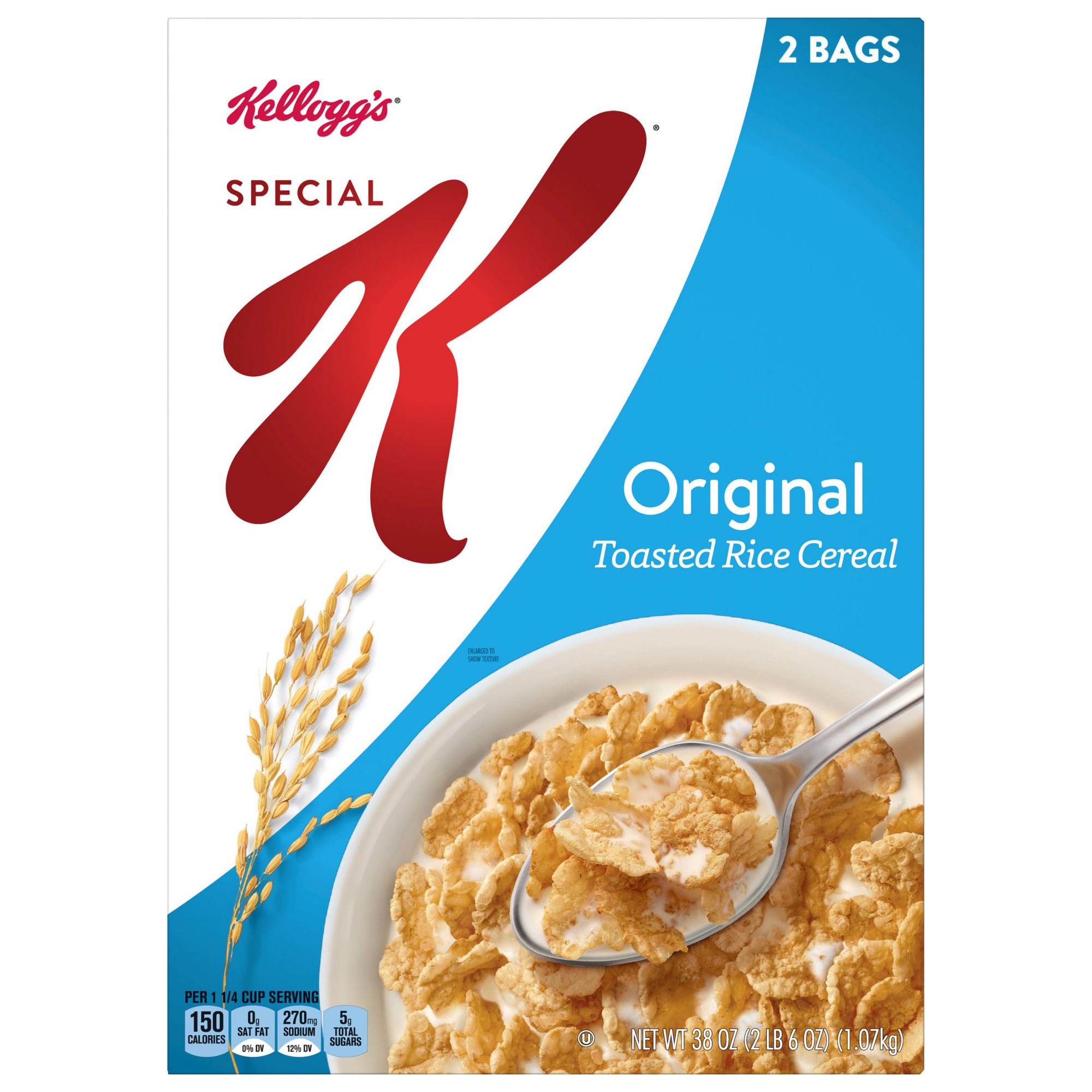 Kellogg's Corn Flakes Original Breakfast Cereal, Large Size, 12 oz Box