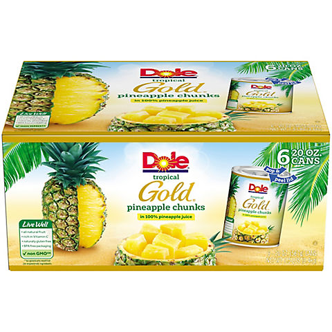Dole Pineapple Chunks, 6 pk./20 oz.