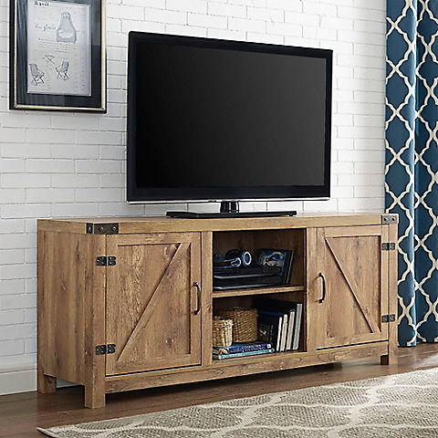 W. Trends 58" Farmhouse 2 Barn Door TV Stand for Most TV's up to 65" - Barnwood