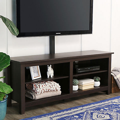 W. Trends 58" Rustic Open TV Stand with Mount or TVs up to 65" - Espresso