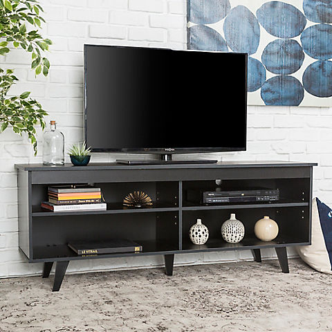 W. Trends 58" Modern Open Storage TV Stand for Most TV's up to 65" - Black