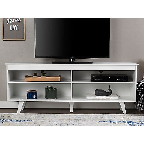 W. Trends 58" Modern Open Storage TV Stand for Most TV's up to 65" - White
