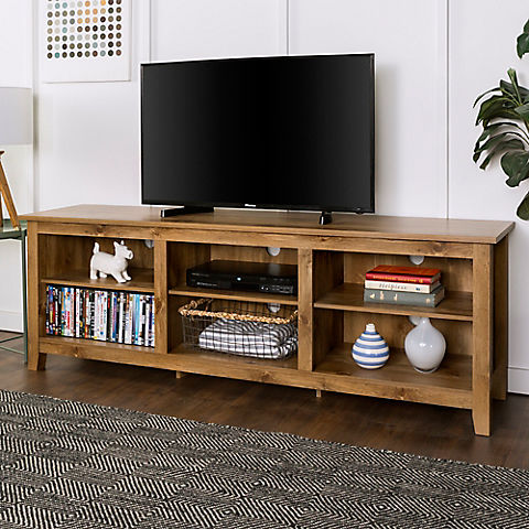 W. Trends 70" Rustic Open Storage TV Stand or TVs up to 80" - Barnwood