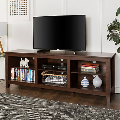 W. Trends 70" Rustic Open Storage TV Stand or TVs up to 80" - Brown