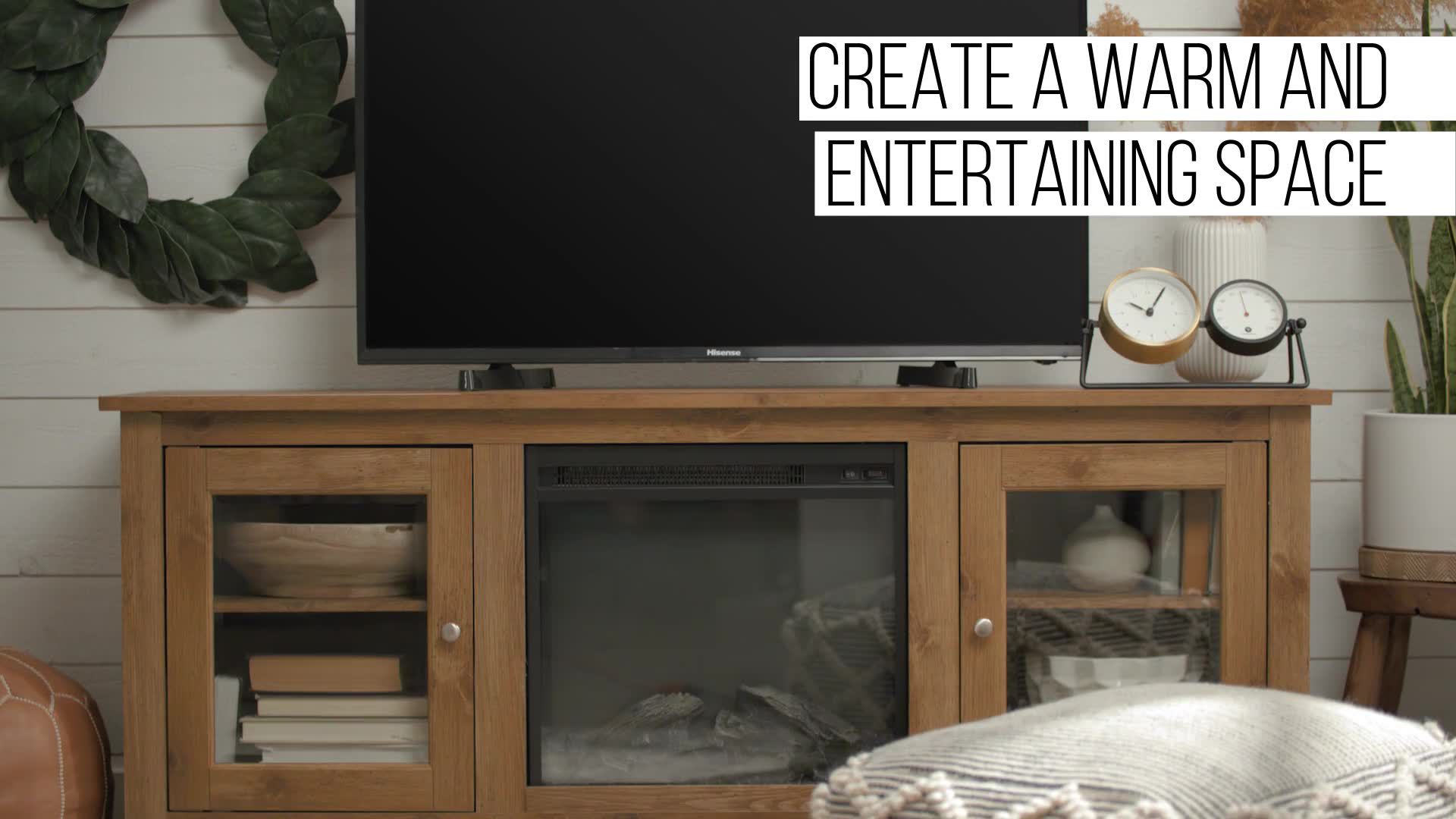 W. Trends 58 Traditional Glass Door Fireplace TV Stand for Most TV s up to 65 Espresso
