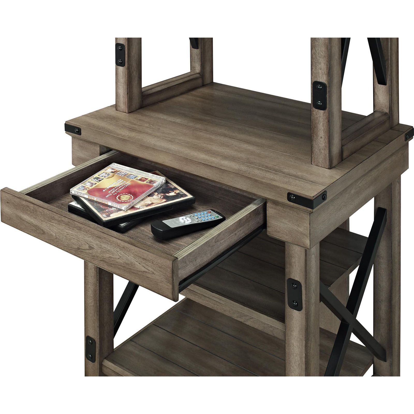 Ameriwood Home Wildwood Wood Veneer 5-Shelf Audio Stand/Bookshelf - Rustic Gray