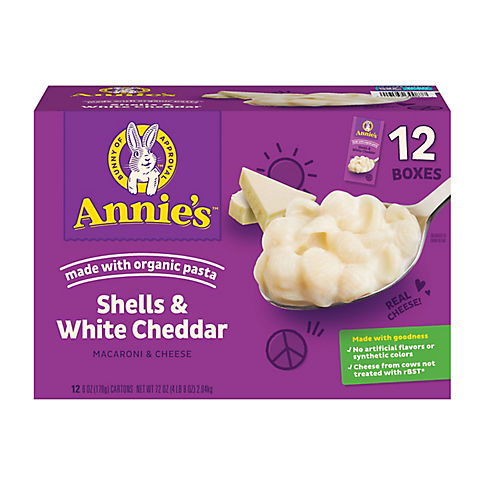 Annie's Shells & White Cheddar Sauce, 12 pk./6 oz.