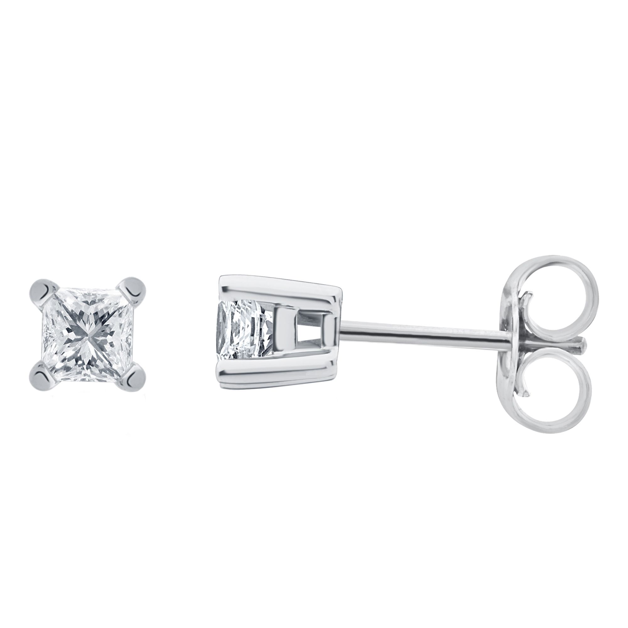 .25 ct. t.w. Princess-Cut Diamond Stud Earrings in 14k White Gold | BJ ...