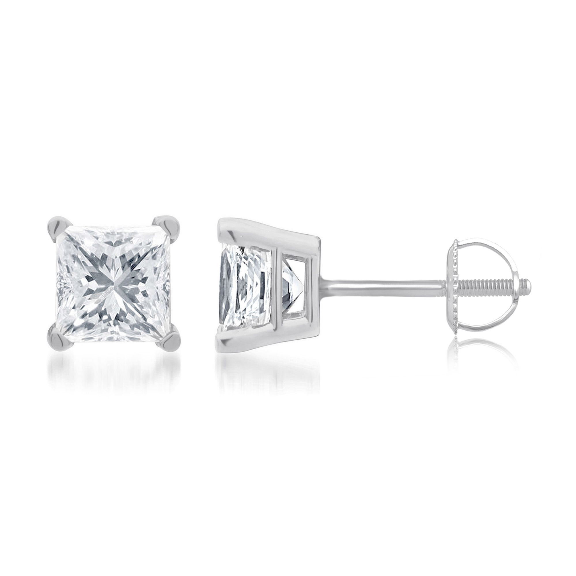 .75 ct. t.w. Princess-Cut Diamond Stud Earrings in 14k White Gold