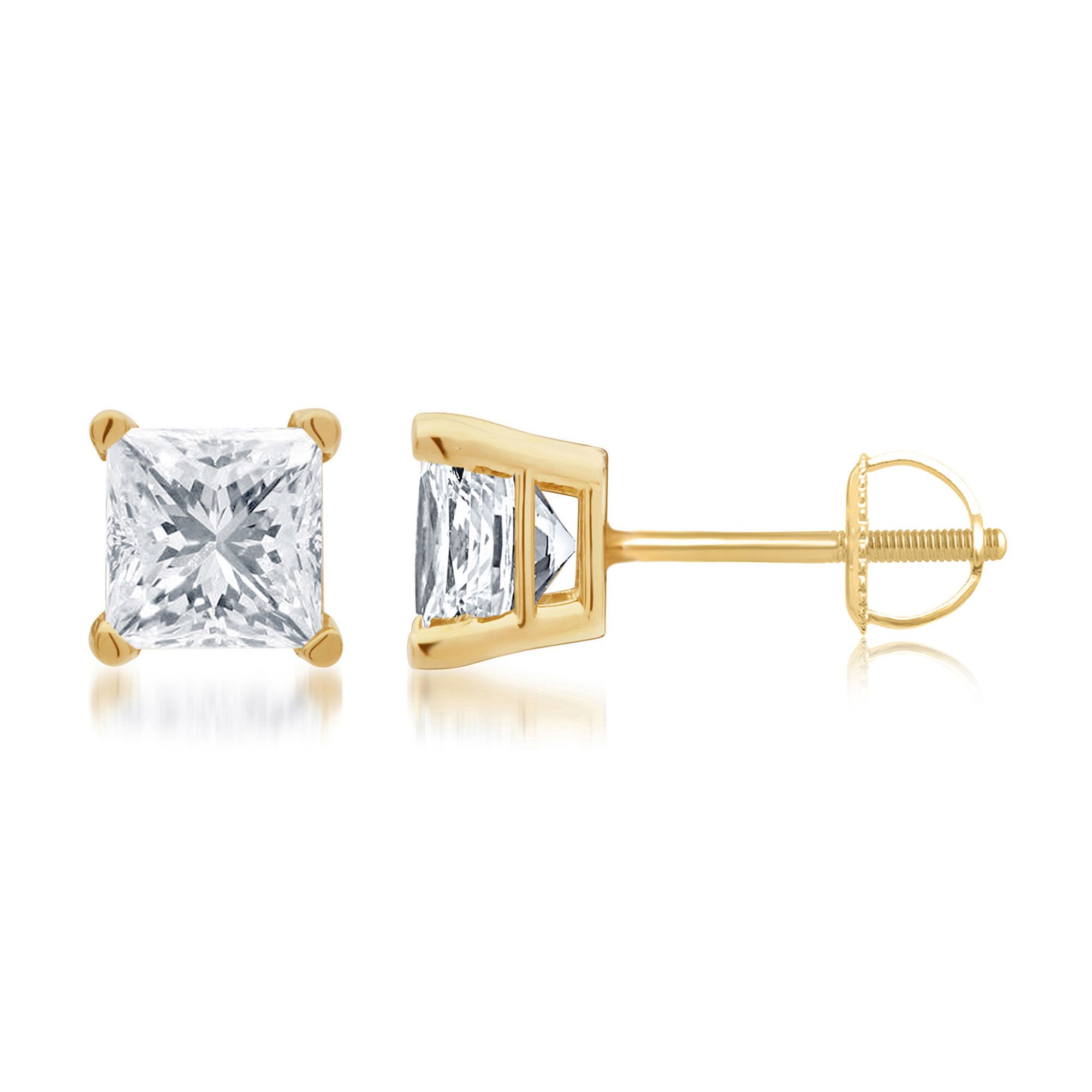 Diamond Cluster Stud Earrings in 14K Yellow and White Gold (1.00 ct tw)